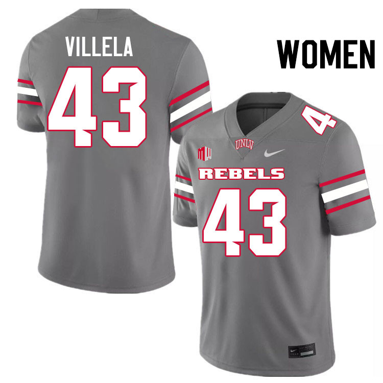 Women #43 Ramon Villela UNLV Rebels College Football Jerseys Stitched-Grey